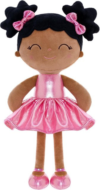 BC Pet Supplies Plüschpuppe Lockiges Mädchen, Rosarot, Braun, 30 cm, ab 0 Jahre - Bild 1