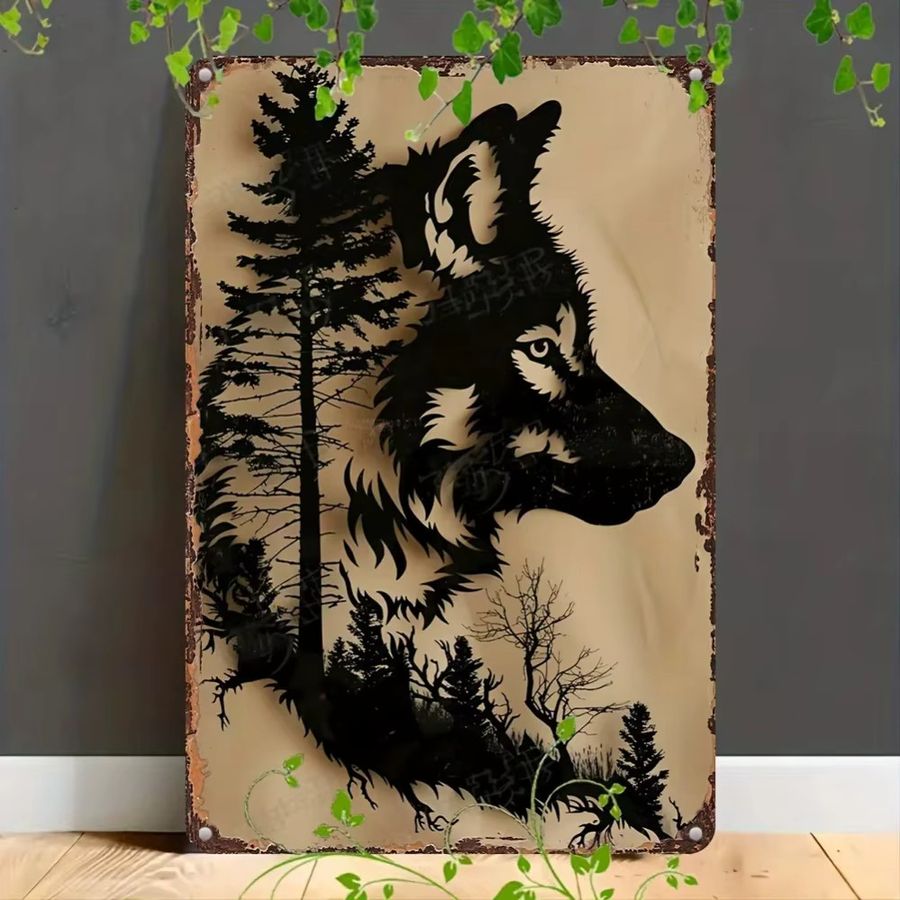 Iron Wolf Wandkunst Wolf Silhouette aus Eisen in Weiß für die Außendekoration - Bild 2