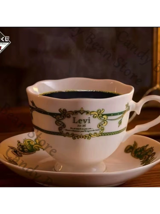 Keramik Kaffeetasse und Untersetzer Set Levi Ackerman Angriff auf Titan Anime Motiv in Weiß - Bild 3