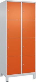 C+P Schließfachschrank Classic PLUS mit 2 Abteilen und Füßen, Farbe Grau mit orangefarbener Front, B/T/H: 80 x 50 x 195 cm - Bild 1