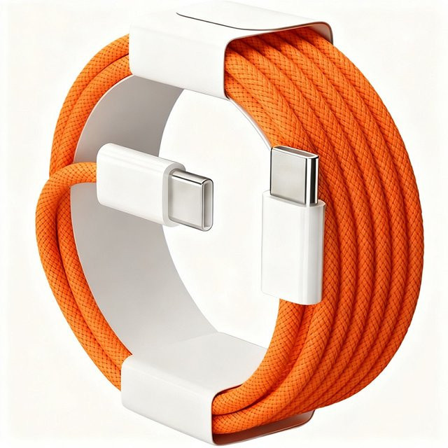 USB-C auf USB-C Ladekabel mit Schnellladefunktion aus Textilgewebe in Gelb für Apple iPhone 15 16, Huawei, Xiaomi und Samsung - Bild 1