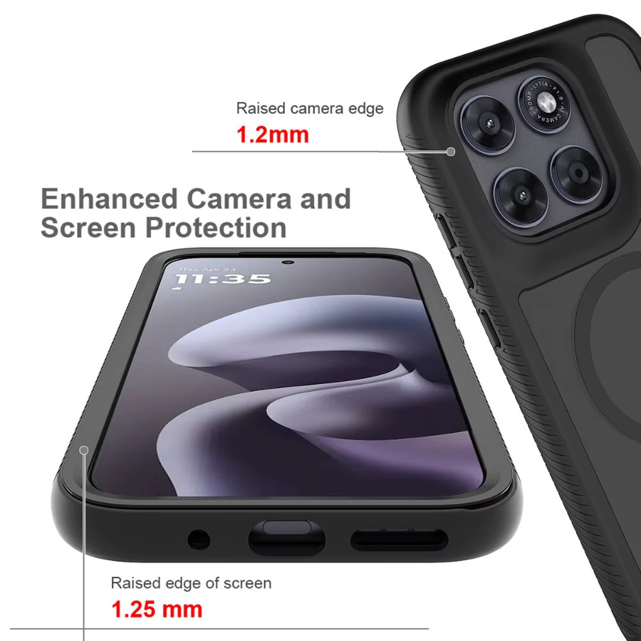 Robuste Panzer-Magnet-Hülle für Motorola Moto G87 G77 G67 G17 G06 G56 G86 Power 5G mit Soft-Touch-Bumper und Fallschutz in Schwarz und Grün - Bild 4