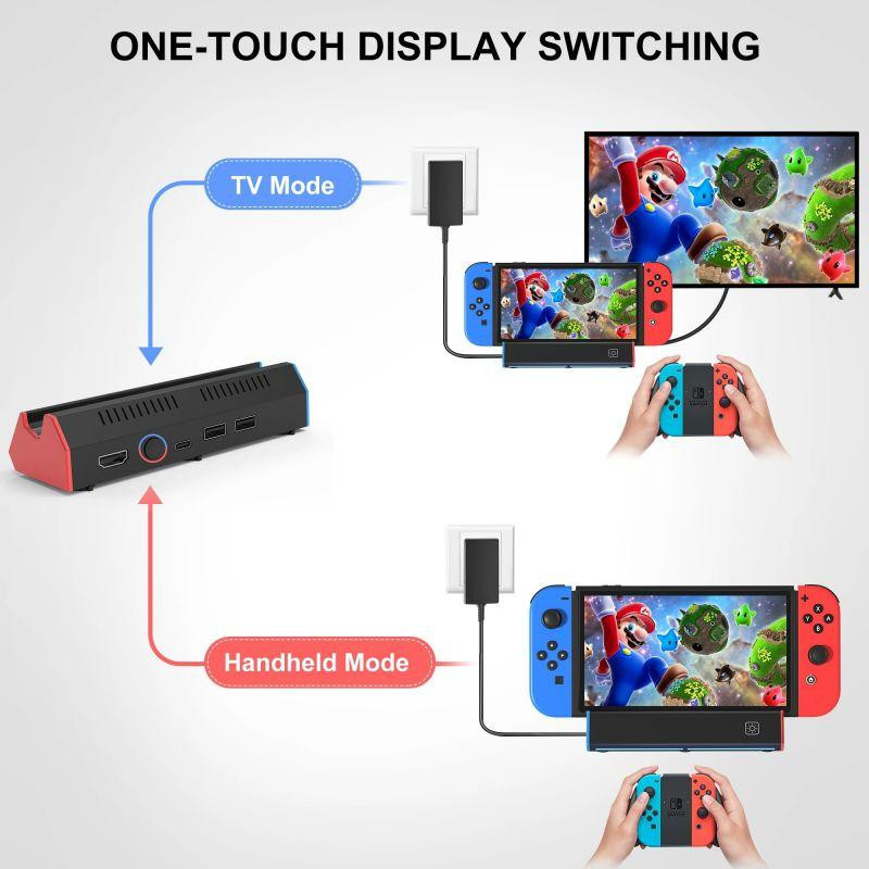 VAORLO Tragbare Lade Docking Station Basis mit 4K HDMI und USB-C für Nintendo Switch und Switch OLED - Bild 3