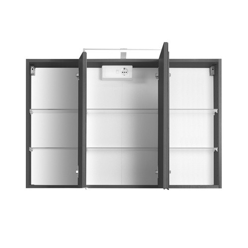 HELD MÖBEL Spiegelschrank Florida, 3-türig mit LED-Beleuchtung und Glastüren, Grau, B/H/T: 100 x 100 x 20 cm - Bild 3
