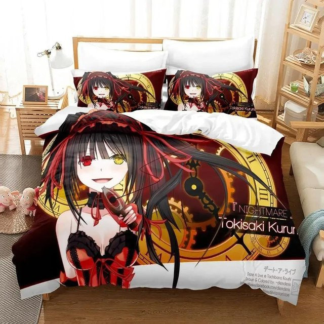 Allbestart Bettwäscheset Date A Live Tokisaki Kurumi Anime Design, bestehend aus Bettbezug und Kissenbezug, Mehrfarbig, B/H: 135 x 200 cm - Bild 1