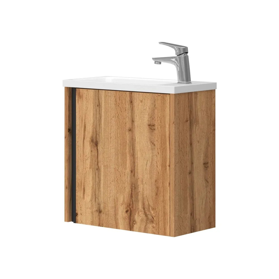 Vicco Badmöbel-Set Kleo Waschbecken mit Unterschrank in Eiche Braun, Wandmontage mit Soft-Close-Tür, Breite: 50 cm - Bild 3