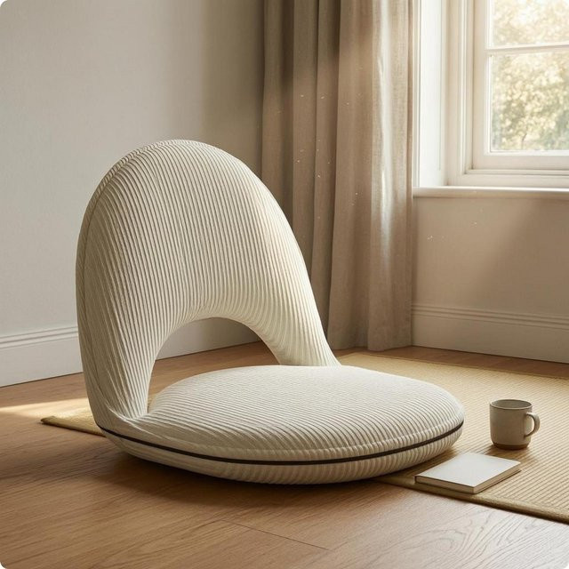 Klappbarer Bodenstuhl mit verstellbarer Rückenlehne von Binchi Outdoor Product in Weiß - Bild 1
