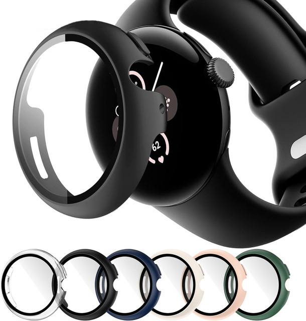 samusak Uhrenhülle mit Glas für Google Pixel Watch, Schwarz, Unisex - Bild 1