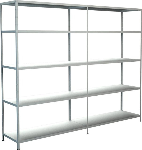 SCHULTE REGALWELT Steckregal-Set mit Anbauregal aus Metall in Weiß, H 200 cm x B 240 cm x T 50 cm - Bild 1