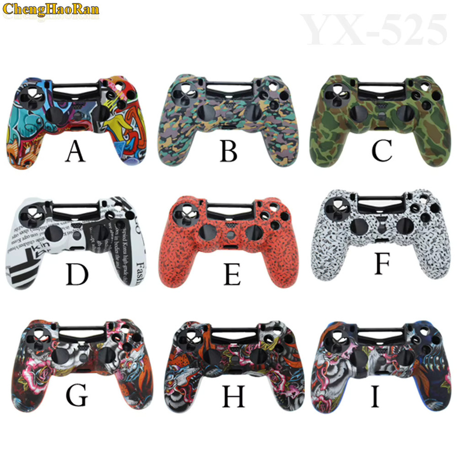 ChengHaoRan Silikon Schutzhülle mit Camouflage Graffiti Design für PS4 Slim und PS4 Pro Controller, Mehrfarbig - Bild 3