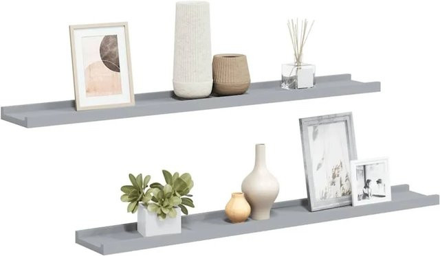 vidaXL Bilderleisten 2er Set Grau aus MDF, B/H/T: 80 x 9 x 3 cm - Bild 1