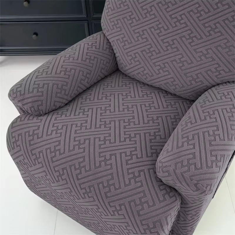 4-teiliges Jacquard Sofa-Schonbezug-Set von Yupartex, elastische Stretch-Couchbezüge in Blau und Grau mit modernem Grafikmuster - Bild 3