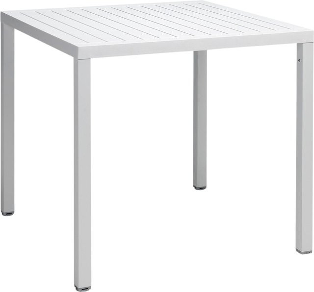 Nardi Cube 80 Gartentisch aus Aluminium in Weiß, quadratisch und höhenverstellbar - Bild 1