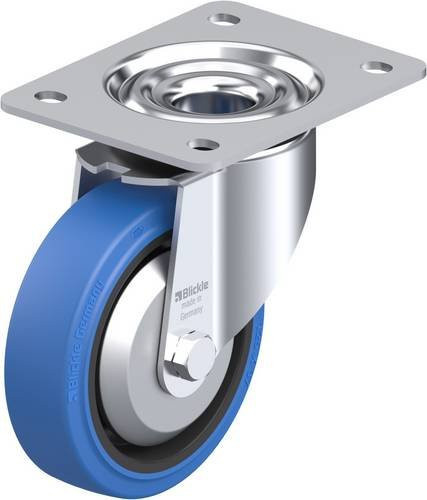 Blickle Lenkrolle LK-POEV 125R-3-SB-FA in Schwarz und Blau mit 125 mm Rad-Durchmesser und 250 kg Tragfähigkeit - Bild 1