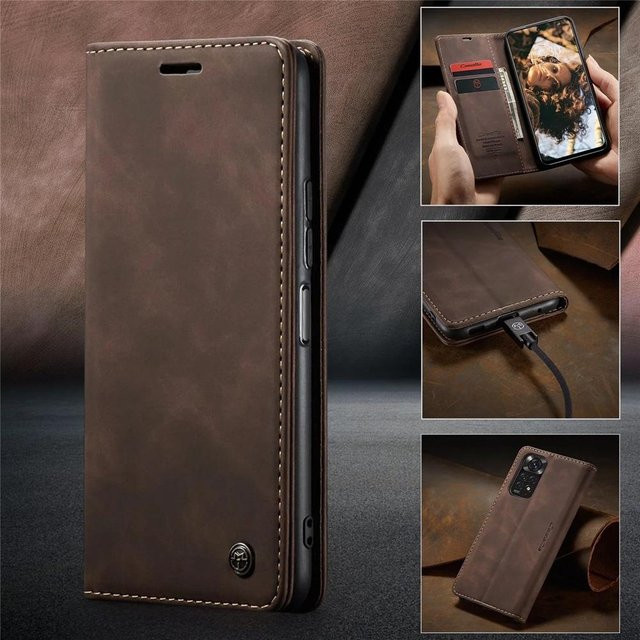Matte Lederhülle Wallet Flip Cover für Xiaomi Redmi Note und Poco Modelle in Kaffeebraun - Bild 1
