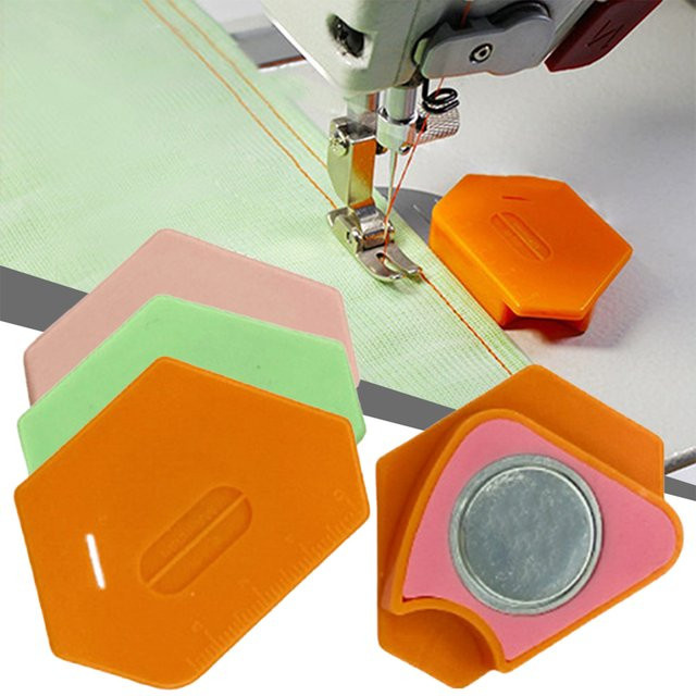 Multifunktionaler magnetischer Nahtguide aus Kunststoff in Orange als Anti-Slip Nähmaschinen-Zubehör für präzises Nähen und Säumen - Bild 1