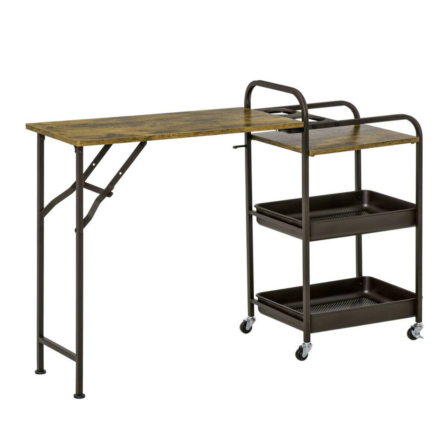 HOMCOM Küchenwagen in Braun im Industrial-Design aus Metall und MDF, B/H/T: 36,5 x 118 x 82 cm - Bild 2