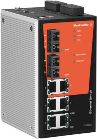 Weidmüller Industrial Ethernet Switch IE-SW-PL08M-6TX-2SCS, 100 Mbit/s, Grau - Bild 1
