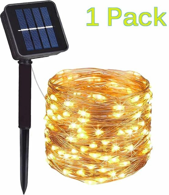 Solar-Lichterkette für den Außenbereich mit warmweißen LED-Kupferdrähten und 8 Modi, 20 m Länge - Bild 1