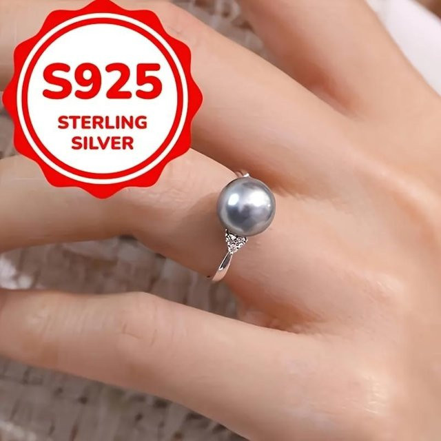 Bamos Perlenring, 925 Silber, Vintage, Damen - Bild 1