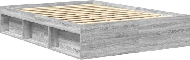 vidaXL Bettgestell in Grau Sonoma mit modernem Stil und Seitenfächern, B/T/H: 123 x 203 x 35 cm - Bild 1