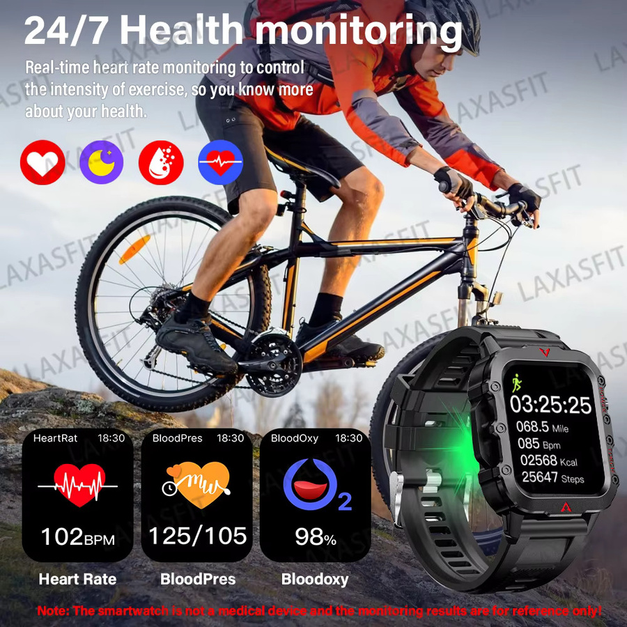 LAXASFIT Smartwatch, Herren, Schwarz, 1,85 Zoll, Bluetooth - Bild 3