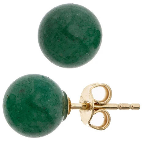 Colfem Ohrstecker 333 Gold, Gelbgold, Aventurine, Unisex - Bild 1