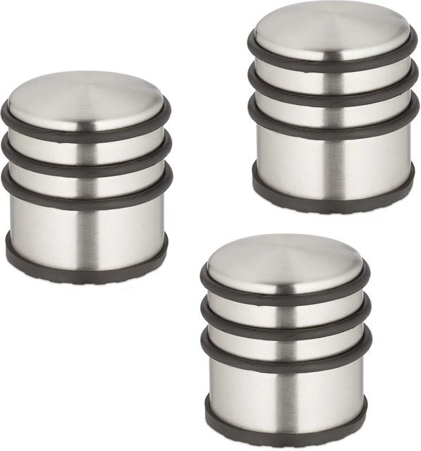 Relaxdays Türstopper 3er Set aus Edelstahl in Silber, schwer und rutschfest, B: 7,5 cm, T: 7 cm - Bild 1