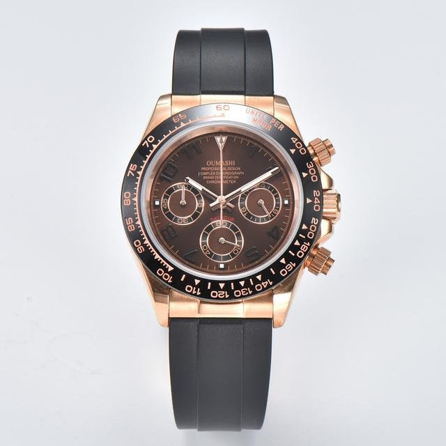 JEWELRY-WW Armbanduhr, Quarz, Edelstahl, Roségold, 39 mm, Braun - Bild 1