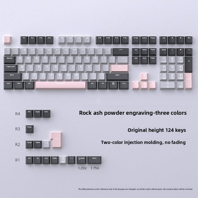 Dreifarbige PBT-Tastenkappen im Cherry-Profil mit 124 Tasten für mechanische Tastaturen und MX-Schalter - Bild 1