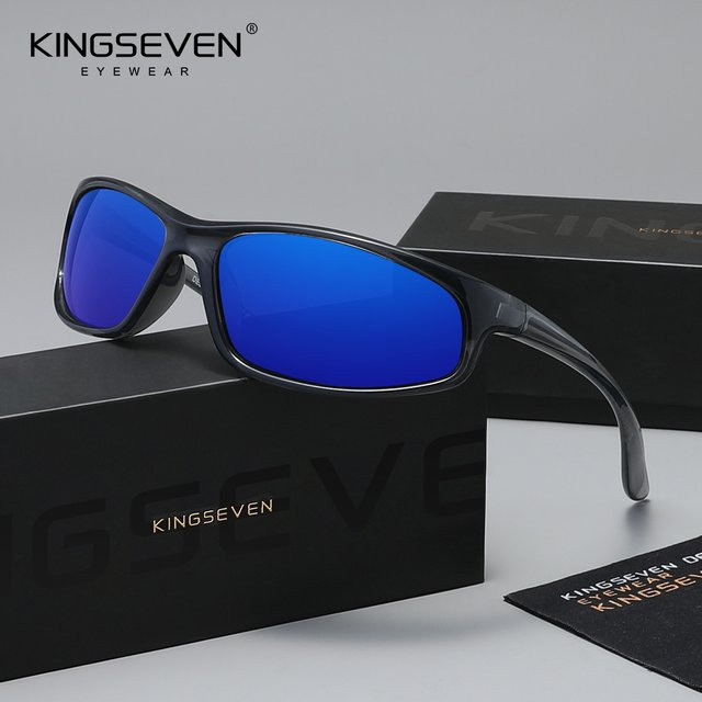 KINGSEVEN Sportsonnenbrille, Vollrand, Kunststoff, Schwarz, Unisex - Bild 1