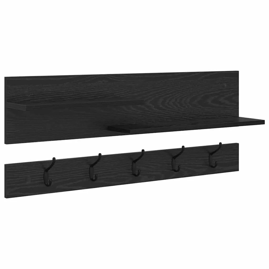 vidaXL Wandmontierter Nachttisch in Schwarz und Eichen-Optik, B/T/H: 90 x 15 x 36 cm - Bild 2