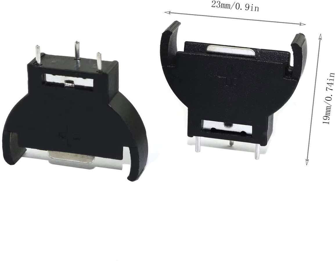 AOKIN CR2032 Batteriehalter vertikale Montage mit 3 Pins zum Löten, Schwarz - Bild 2