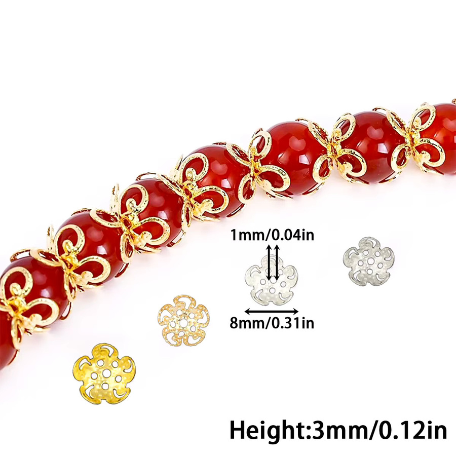 JHNBY Blumenperle vergoldet, 8mm, Schmuckherstellung Zubehör - Bild 1