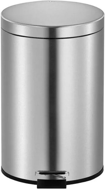 PROREGAL Runder Tretabfallsammler mit herausnehmbarem Kunststoff-Inneneimer, 3 Liter, Matt Silber, H x B x T: 27 x 19,5 x 17 cm - Bild 1