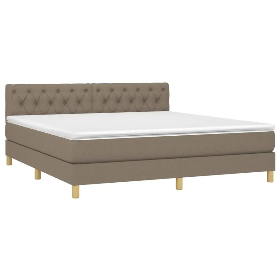 vidaXL Boxspringbett mit Matratze und LED in Beige, Hybrid-Bett mit USB-Ladeport und Unterbettbeleuchtung, B/T/H: 160 x 200 cm - Bild 2