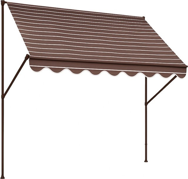 Klemmmarkise ANGERER dunkelbraun mit beige gestreiften Akzenten, Breite: 200 cm - Bild 1