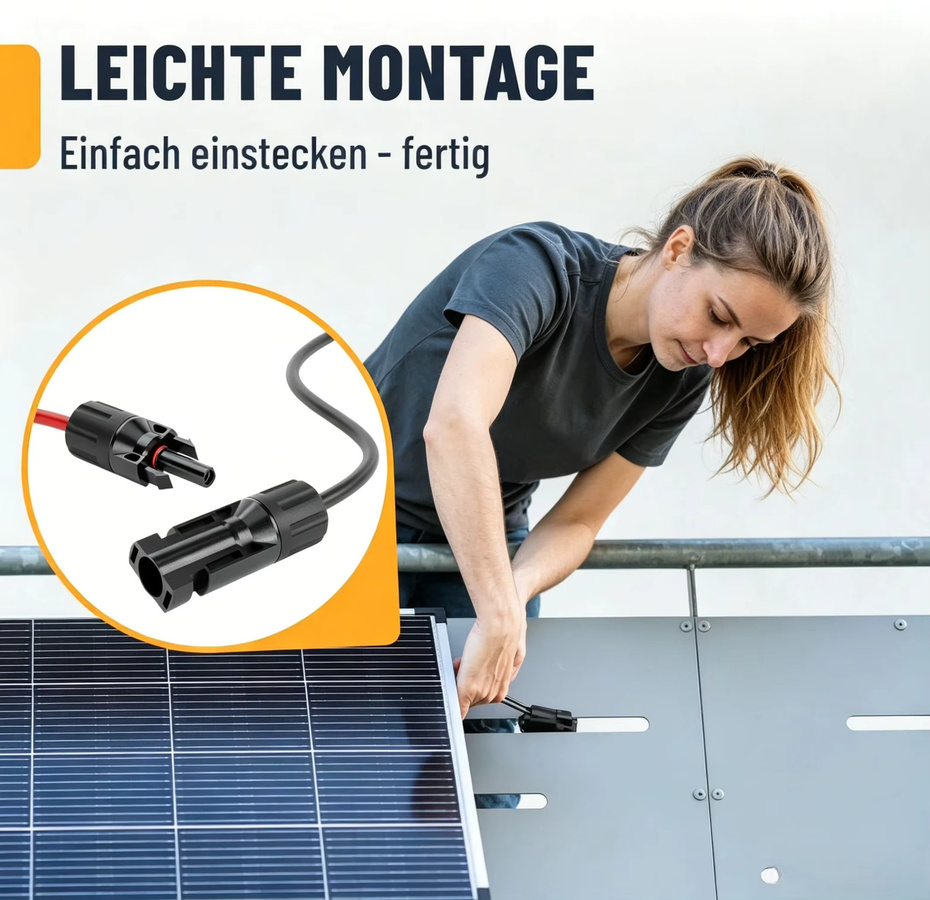 JINGYANGPV Solar-Verlängerungskabel 6mm² mit 5m Länge, Rot-Schwarz, beidseitig vormontierte Stecker für Photovoltaik-Systeme - Bild 4