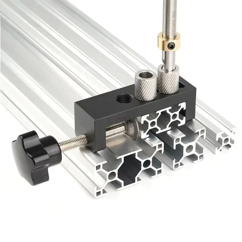 LTOOLS Aluminiumprofil-Bohrlehre für die Serien 20/30/40 in Schwarz – Universelles DIY-Werkzeug für präzise Lochstanz- und Senkerführung - Bild 3