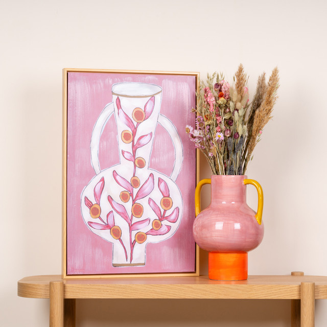 Moderne Wandillustration Granada von BLUME2000 in Weiß und Rosa - Bild 1