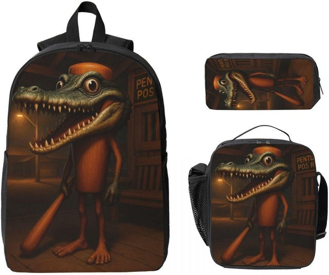 Schultaschen-Set von Fancy Style Studio für Kinder mit Rucksack, Federmäppchen und Brotdose in Multicolour - Bild 1