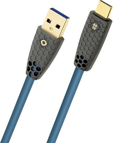 Oehlbach USB-Kabel USB-A auf USB-C in Petrol mit Geflechtschirm, Länge: 1 m - Bild 1