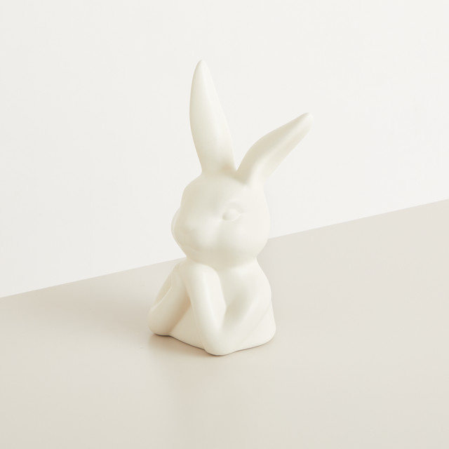 Minimalistische Osterdeko Keramik Hase Kopf von BLUME2000 in Weiß - Bild 1