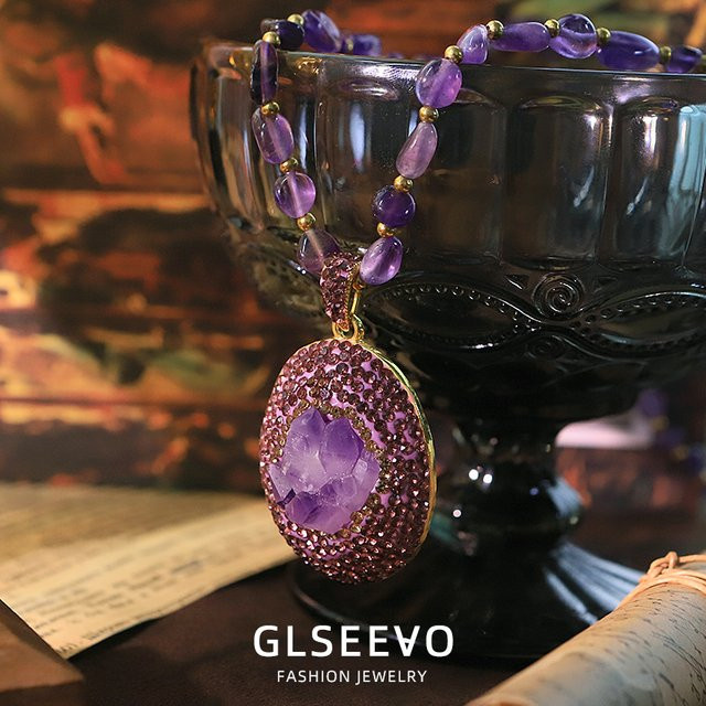 GLSEEVO Halskette, Amethyst, Kristall, Gold, Damen - Bild 1