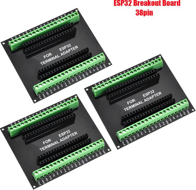 Aideepen 3er Set ESP32 Breakout Board 38PIN schmale Version für NodeMCU-32S in Schwarz - Bild 1