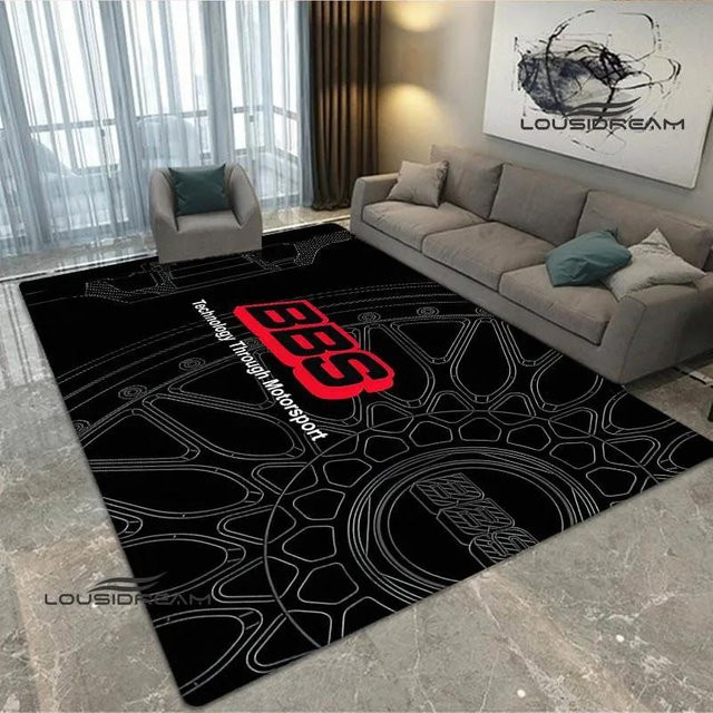 Rutschfester 3D BBS Racer Retro Teppich von YangJOJO in Schwarz, B/H: 60 x 40 cm - Bild 1