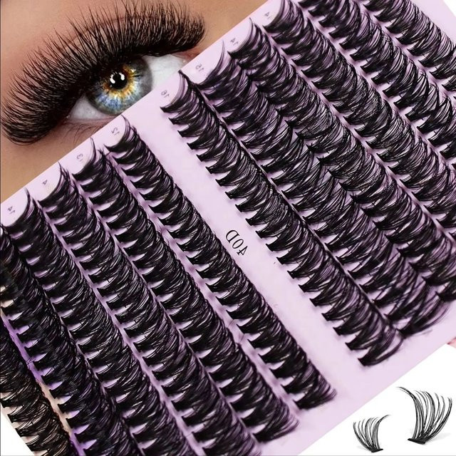 JIEFUXIN Mix Cluster Wimpern, 12-16mm, 3D Russische Streifen-Wimpernverlängerungen, Natürlich - Bild 1