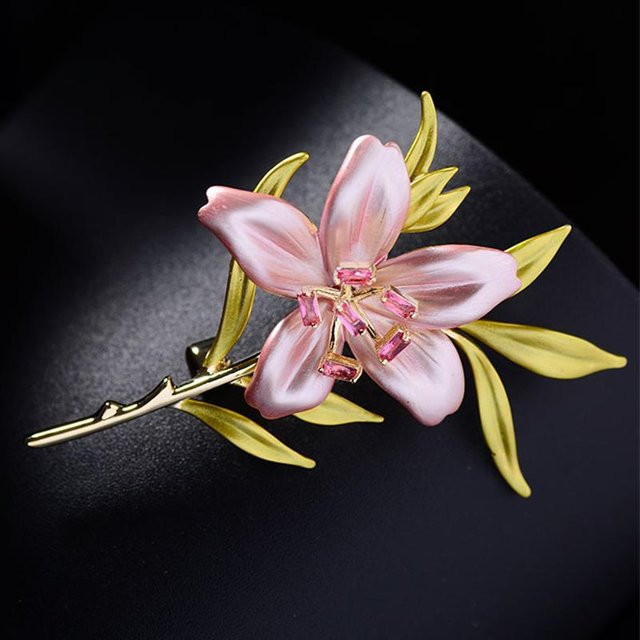 YIRAN Brosche, Lilienblume, Öltropfen, gray, Damen - Bild 1