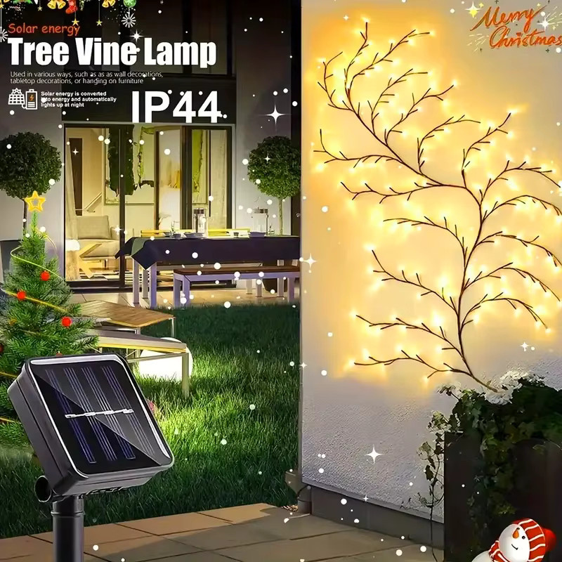 OSIDEN Solar LED Weidenreben Lichterkette mit 96 LEDs in Warmweiß, Wasserdichte Fairy Lights für Garten und Balkon - Bild 3