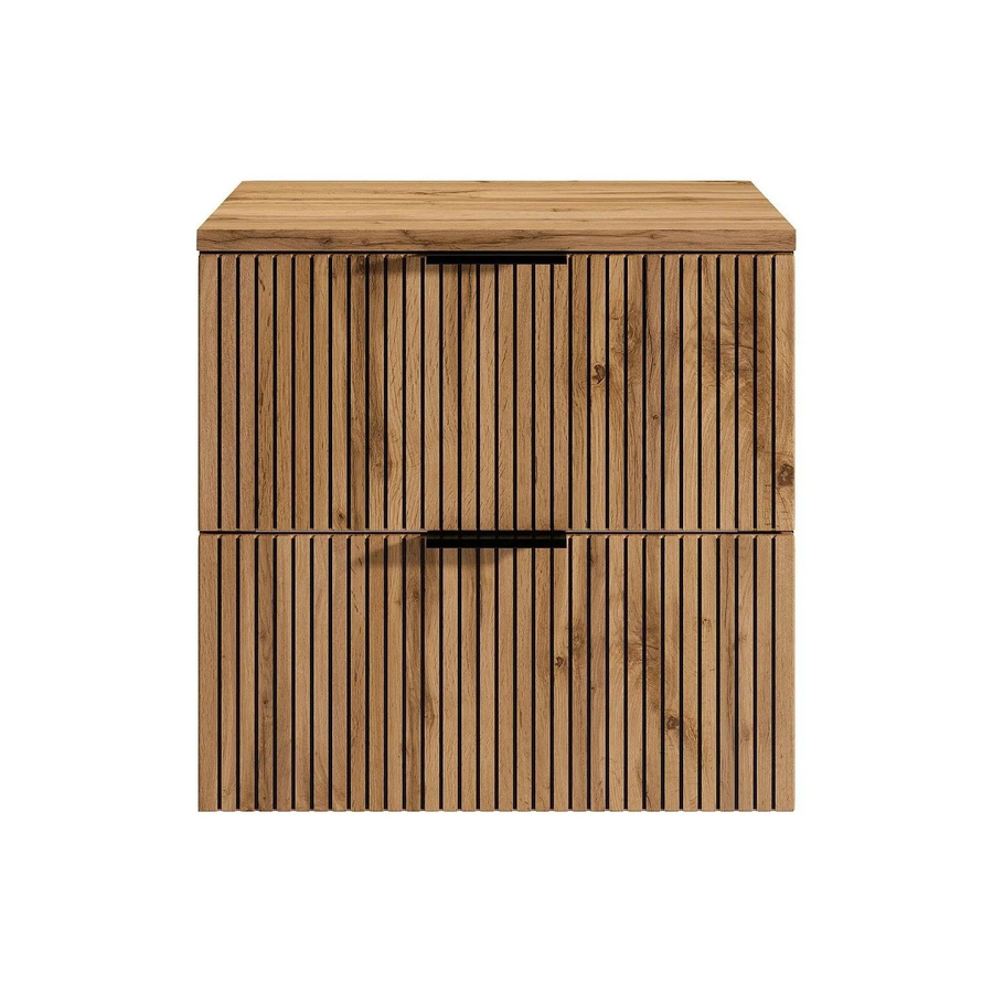 Waschbeckenunterschrank Madela in Schwarz und Naturfarben Hell im industriellen Stil, Breite: 60 cm, Höhe: 57 cm, Tiefe: 46 cm - Bild 2